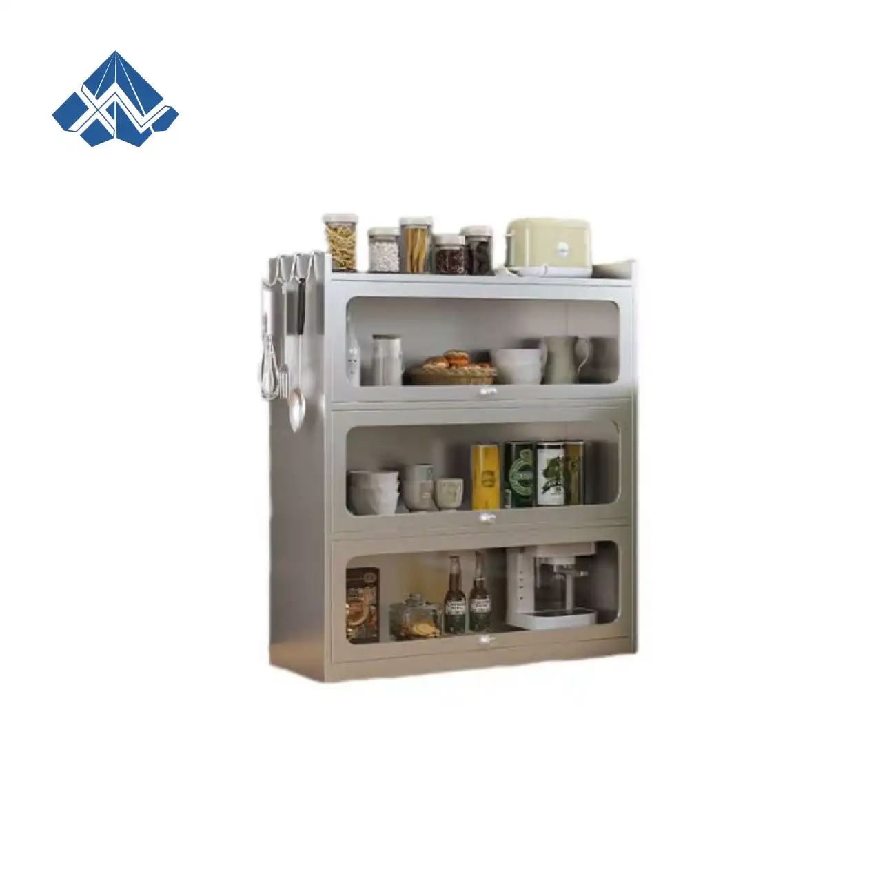 Stainless Steel 3-door Flip-top Cabinet
